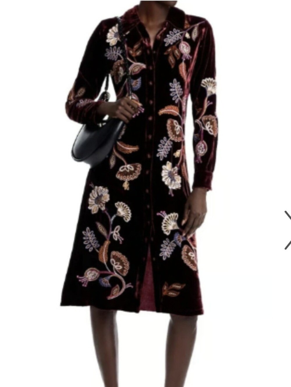 Johnny Was Brown Velvet Shirt Dress - Picture 2 of 3